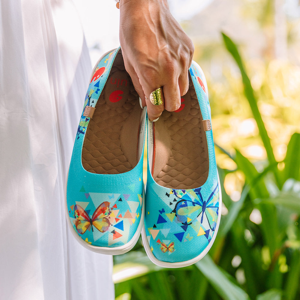 UIN Footwear Women Cubic Butterflies Canvas loafers