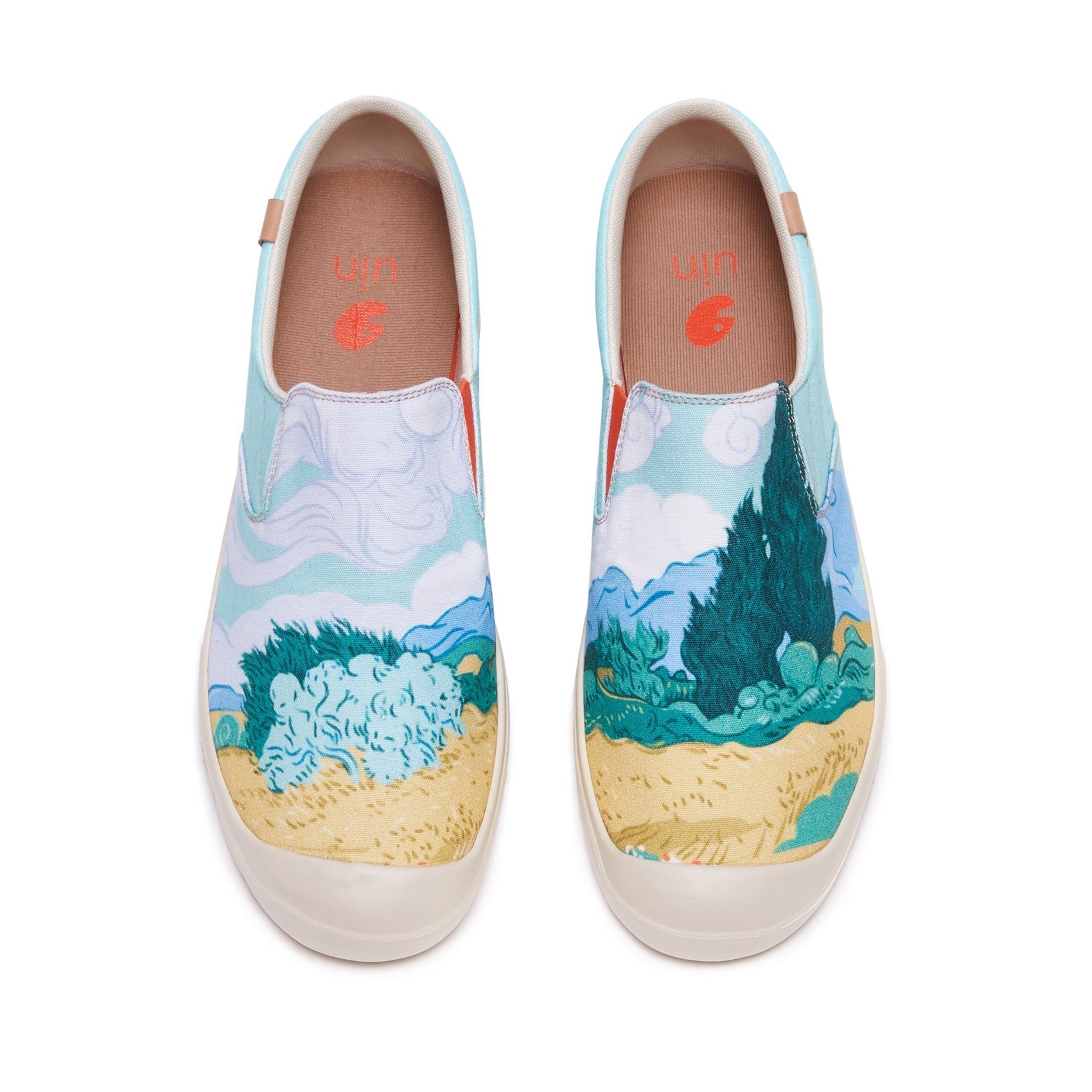 UIN Footwear Women Van Gogh Wheatfield with Cypresses Cadiz Women Canvas loafers