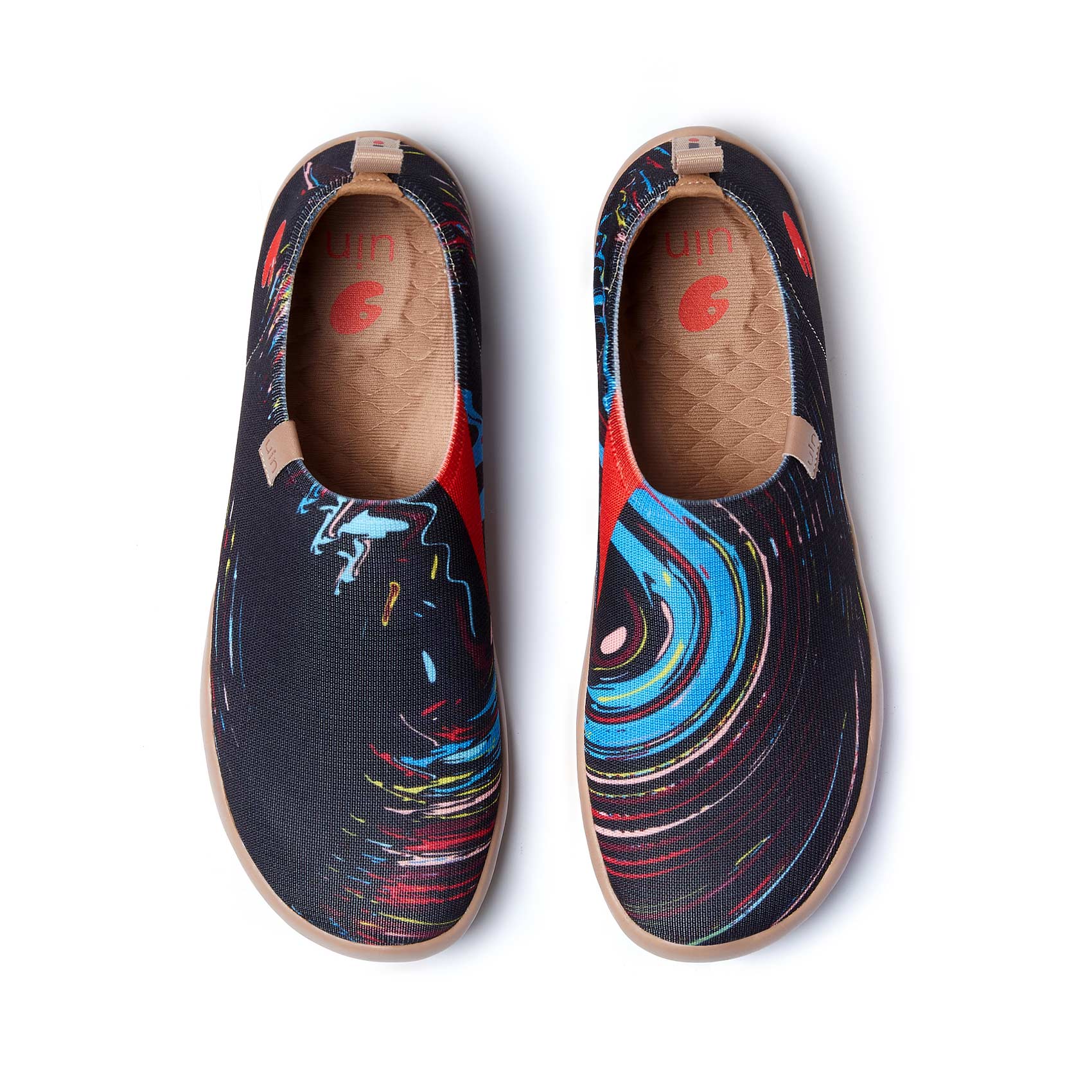 UIN Men's Loafers Painted Travel Shoes Slip On Knit Walking Shoes