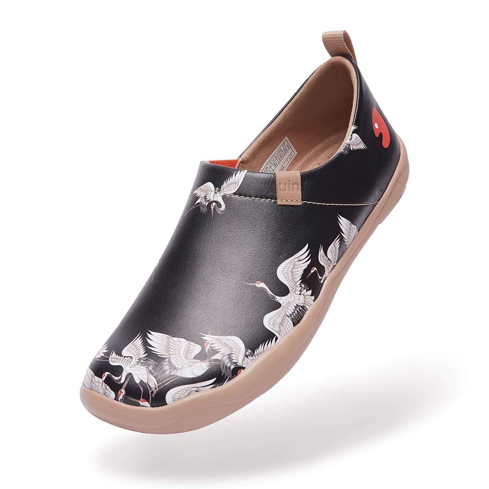 UIN Footwear Women UIN Women's Travel Shoes Slip On PU Leather Vacation Loafers Fashion Sneaker Crane in Dark Canvas loafers