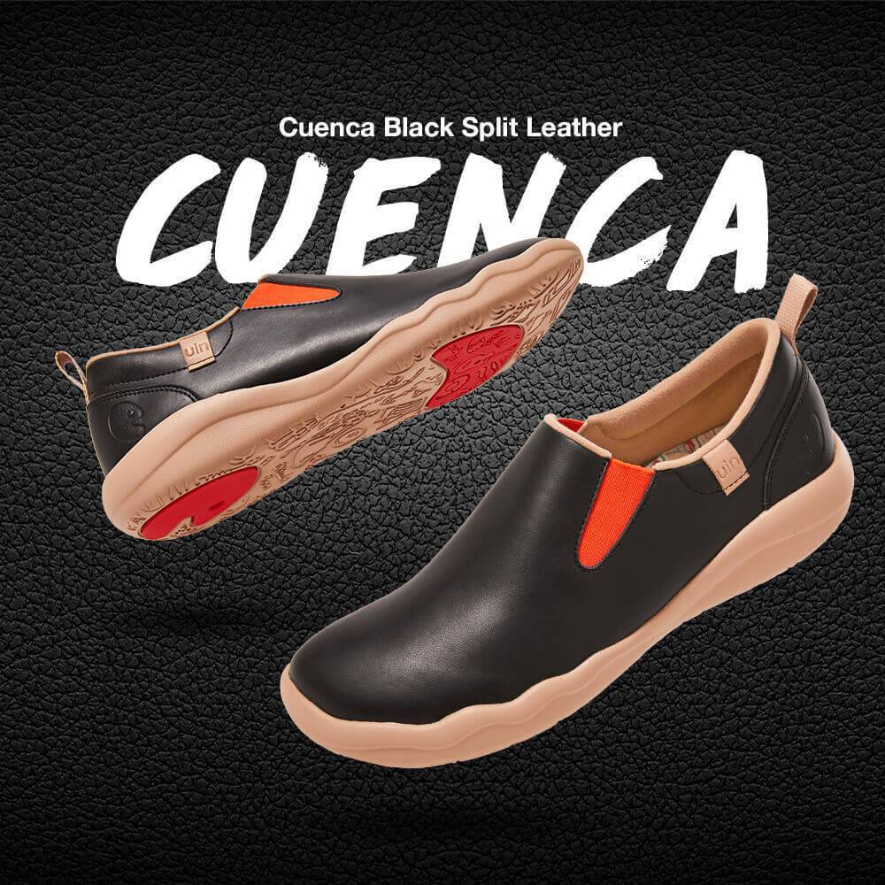 UIN Footwear Men Cuenca Black Split Leather Men Canvas loafers