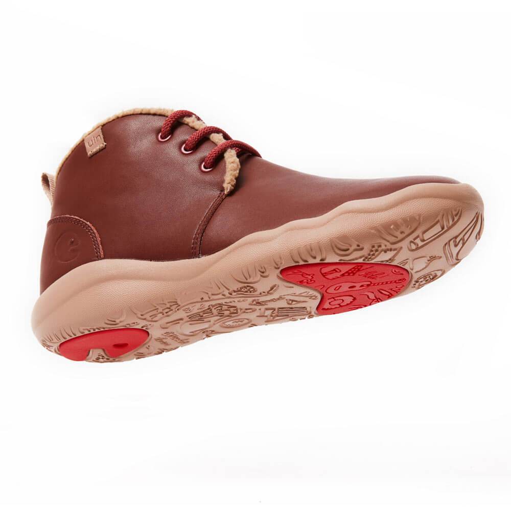 UIN Footwear Men (Pre-sale) Bilbao Burgundy Split Leather Lace-up Boots Men Canvas loafers