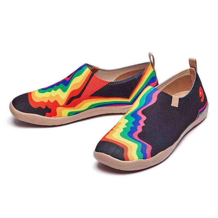 UIN Footwear Men Rainbow Love Black Men Canvas loafers