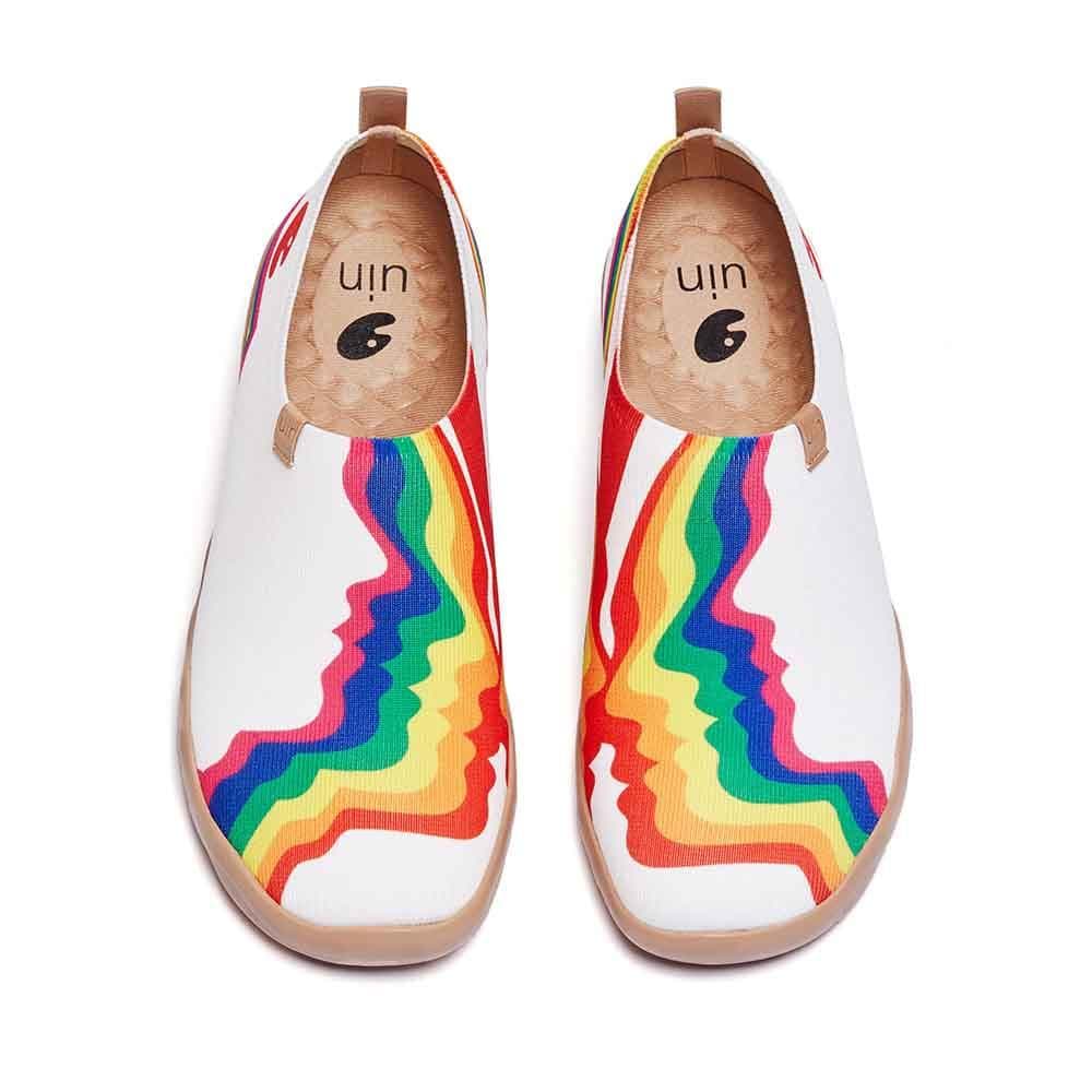 Size 11.5 Men UIN Rainbow Love Slip On Shoes Travel Sneakers Comfort Walking VANS Mens 11.5 Classic Slip-on PRIDE LGBTQ+ Gay Rainbow  main image 2
