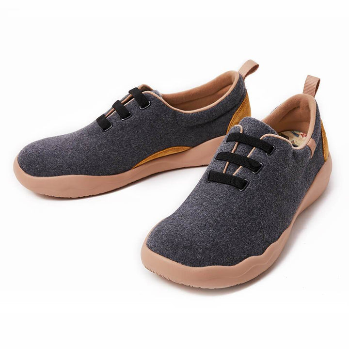 UIN Footwear Men Segovia Deep Grey Wool Lace-up Shoes Men Canvas loafers