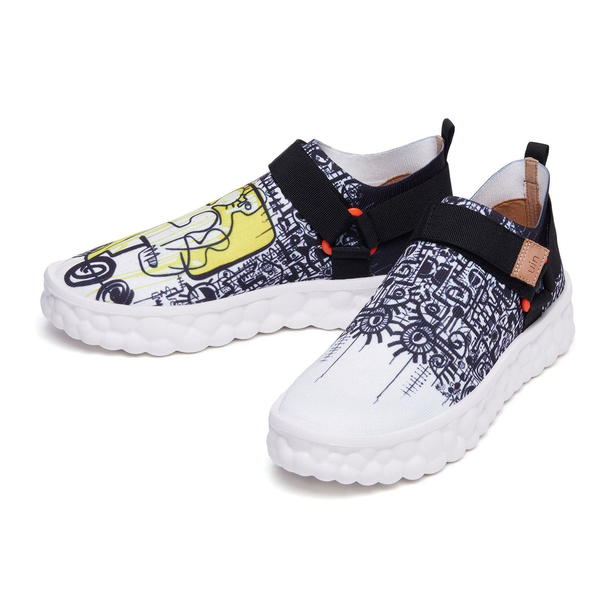 UIN Bulldog Art Canvas Slip-On Shoes Men\'s 7.5 Black White Flats Casual UIN Men main image 3