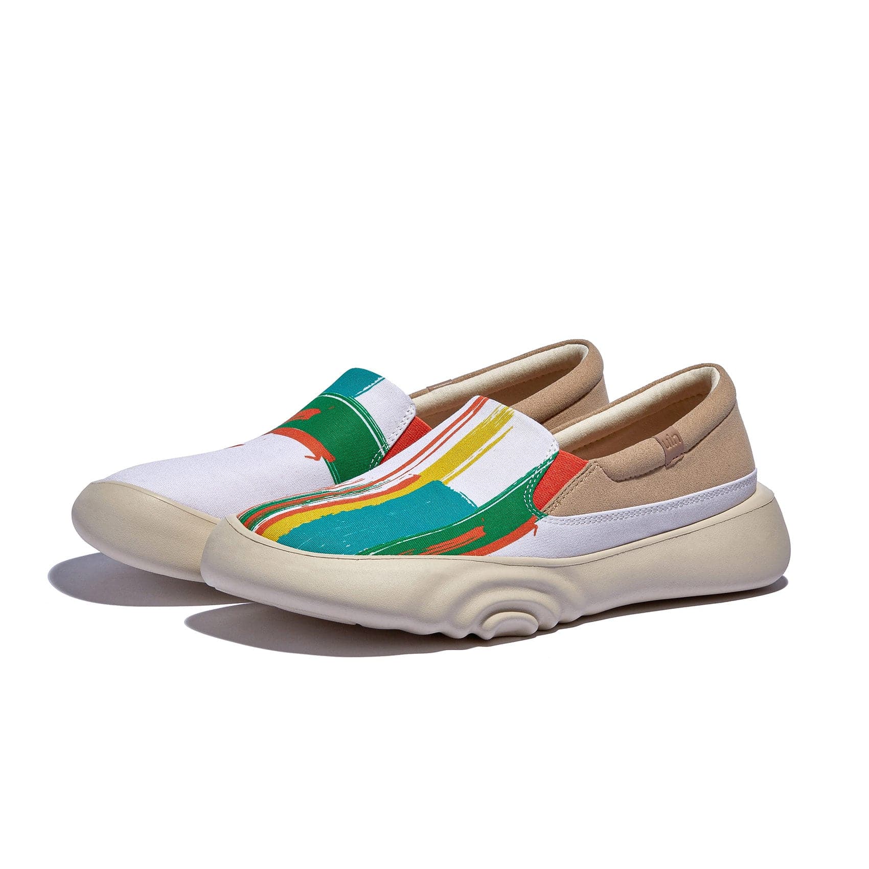 UIN Women's Walking Travel Shoes Casual Slip On Loafers Lightweight Art Painted Fashion Sneaker Denia II Crimson Sunset 2 5.5