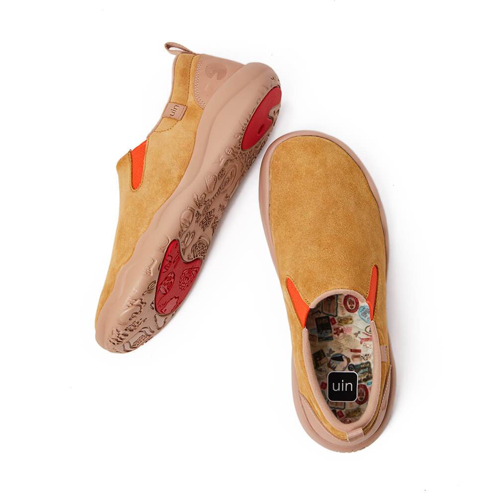 UIN Footwear Women Cuenca Khaki Cow Suede Women Canvas loafers