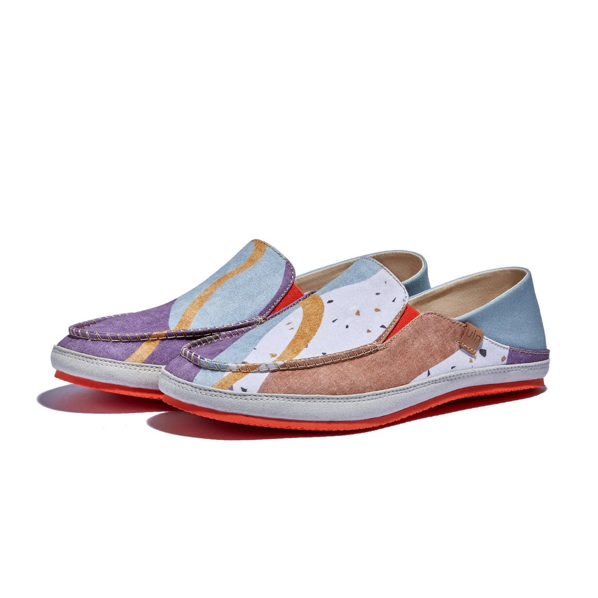Women’s Slip-On Canvas Loafers in Tan with Red Accent Womens TAN SLIP ON SHOES Canvas Loafers TWISTED KNOT FRONT  main image 3