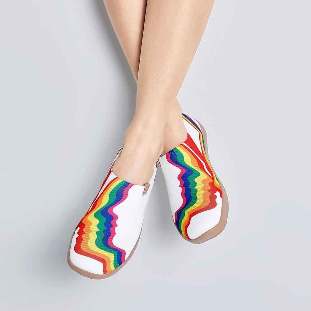 UIN Footwear Women Rainbow Love White Women Canvas loafers