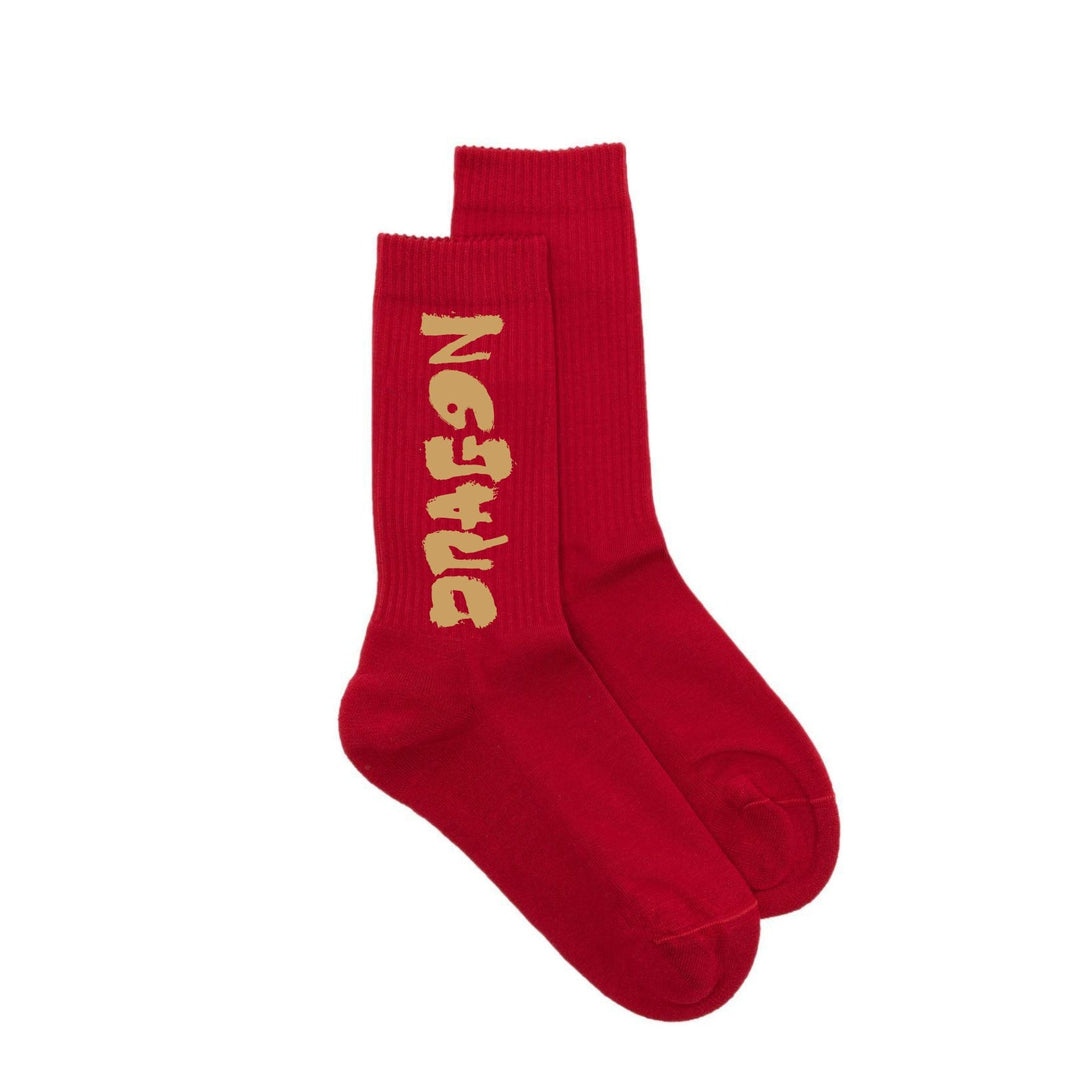 UIN Footwear Accesory Female Red U in Luck Socks Canvas loafers