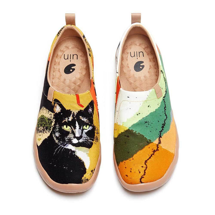 UIN Footwear Men Black Cat-US Local Delivery Canvas loafers