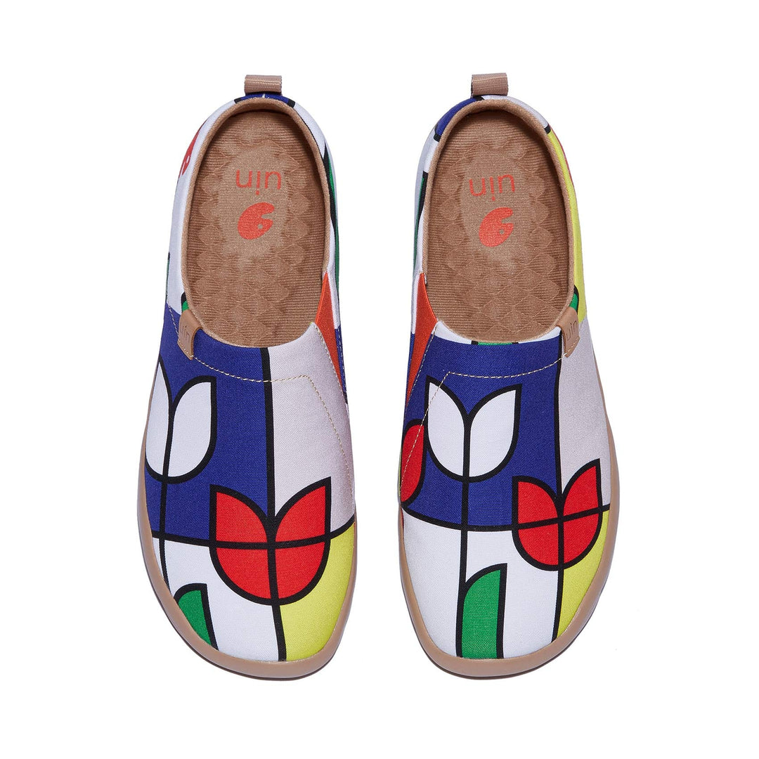 UIN Footwear Women Geometric Tulips Toledo I Women-US Local Delivery Canvas loafers
