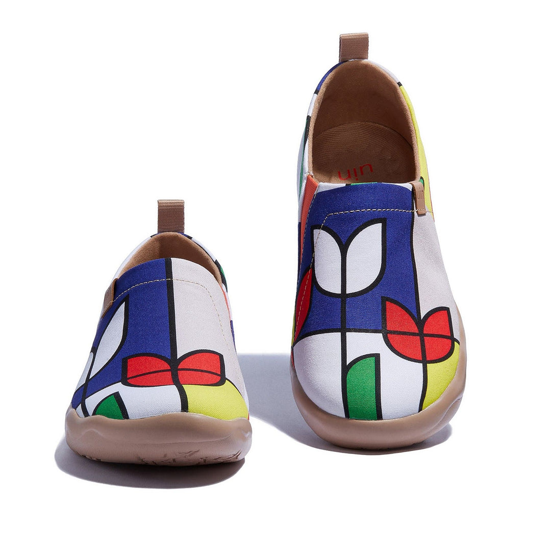 UIN Footwear Women Geometric Tulips Toledo I Women-US Local Delivery Canvas loafers