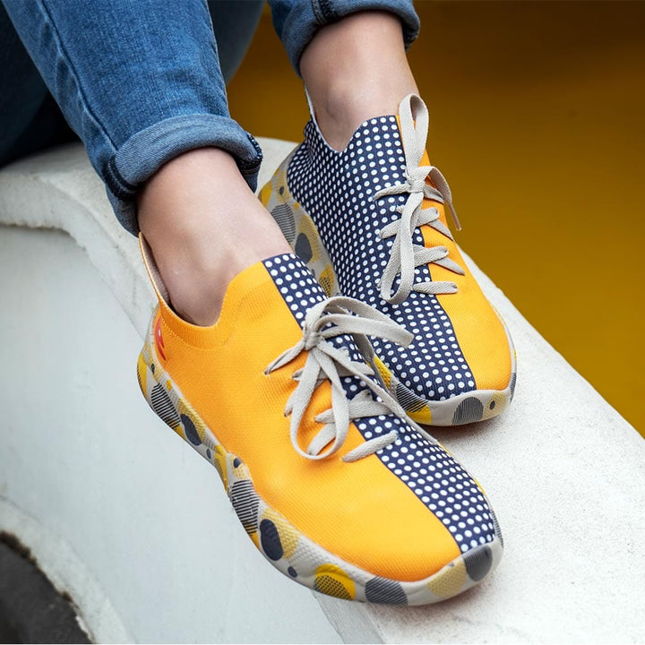 UIN Footwear Women Grey & Yellow Mijas Women Canvas loafers