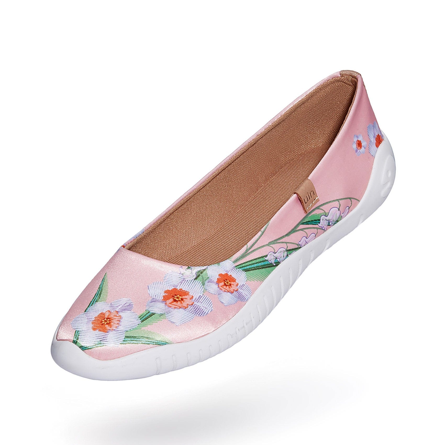 UIN Women's Art Painted Silk Ballet Flats Slip On Pointed Toe