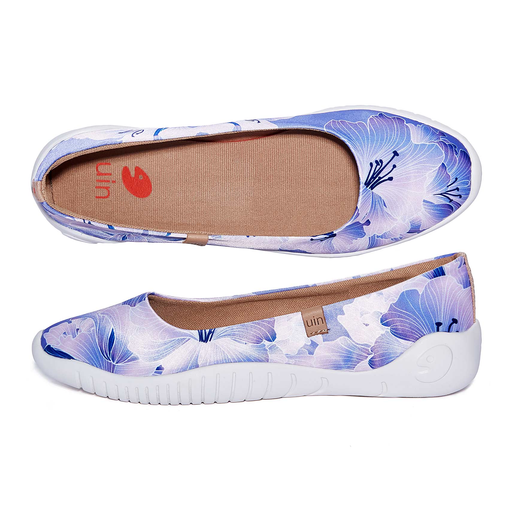 UIN Women's Art Painted Silk Ballet Flats Slip On Pointed Toe