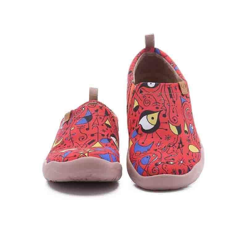 UIN Footwear Women Red Fire Stylished Painting Shoes for Ladies Canvas loafers