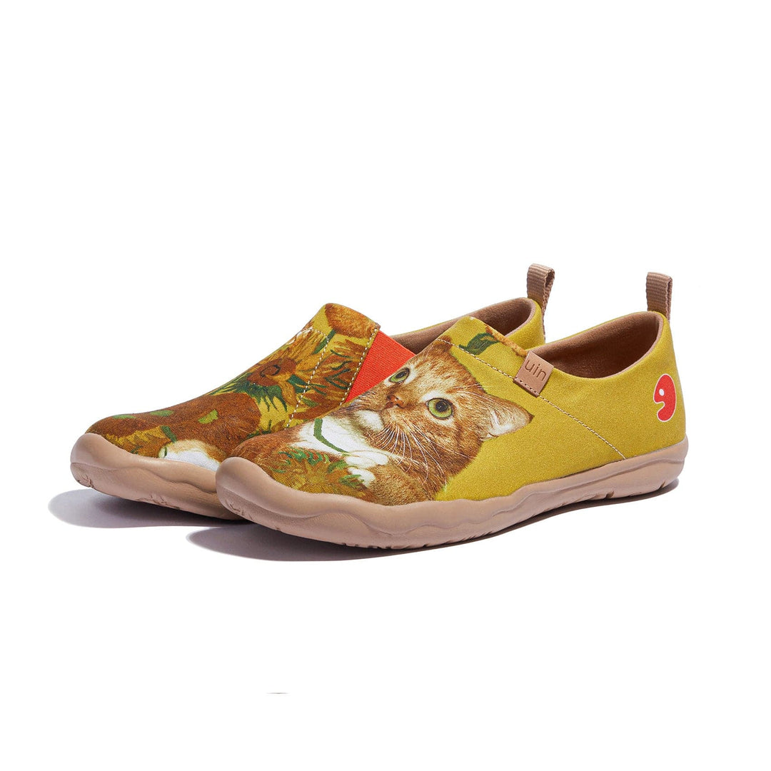 UIN Footwear Women Sunflowers and Cat Toledo I Women-US Local Delivery Canvas loafers
