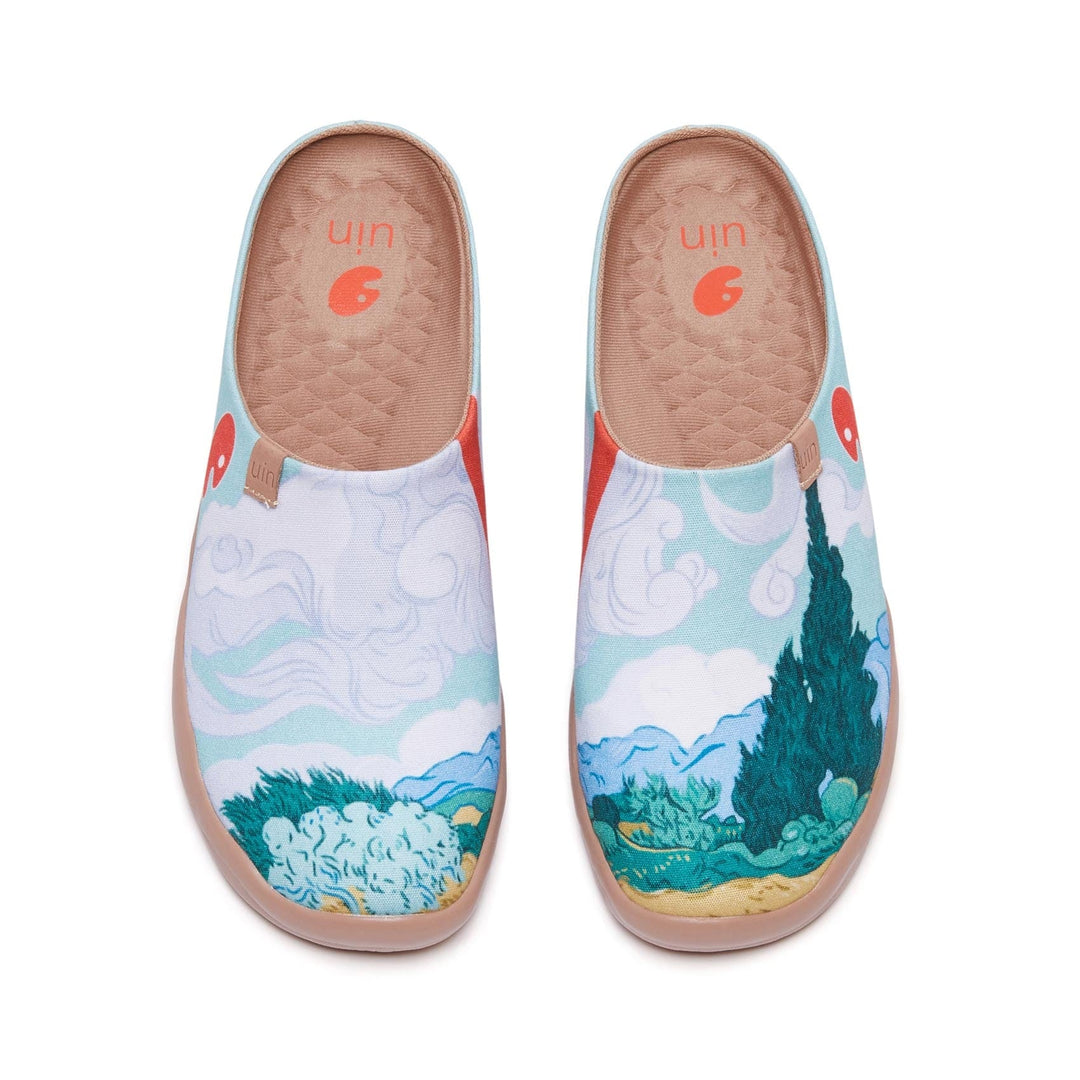 UIN Footwear Women Van Gogh Wheatfield with Cypresses Malaga Slipper Women-US Local Delivery Canvas loafers