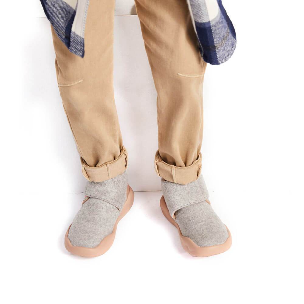 UIN Footwear Kid Bilbao Light Grey Wool Boots Kid Canvas loafers