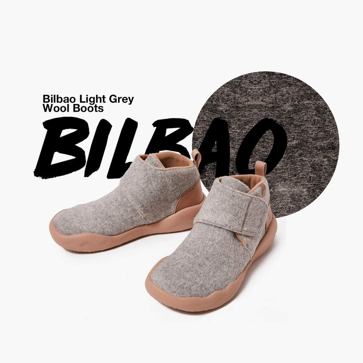UIN Footwear Kid Bilbao Light Grey Wool Boots Kid Canvas loafers