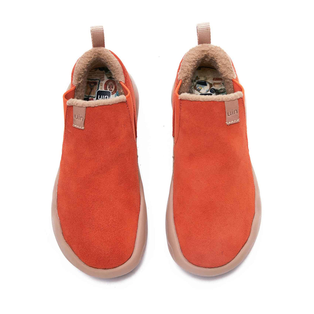 UIN Footwear Kid Granada Orange Red Cow Suede Boots Kid Canvas loafers