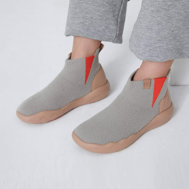 UIN Footwear Kid Heather Grey Knitted Wool Granada Kid Canvas loafers