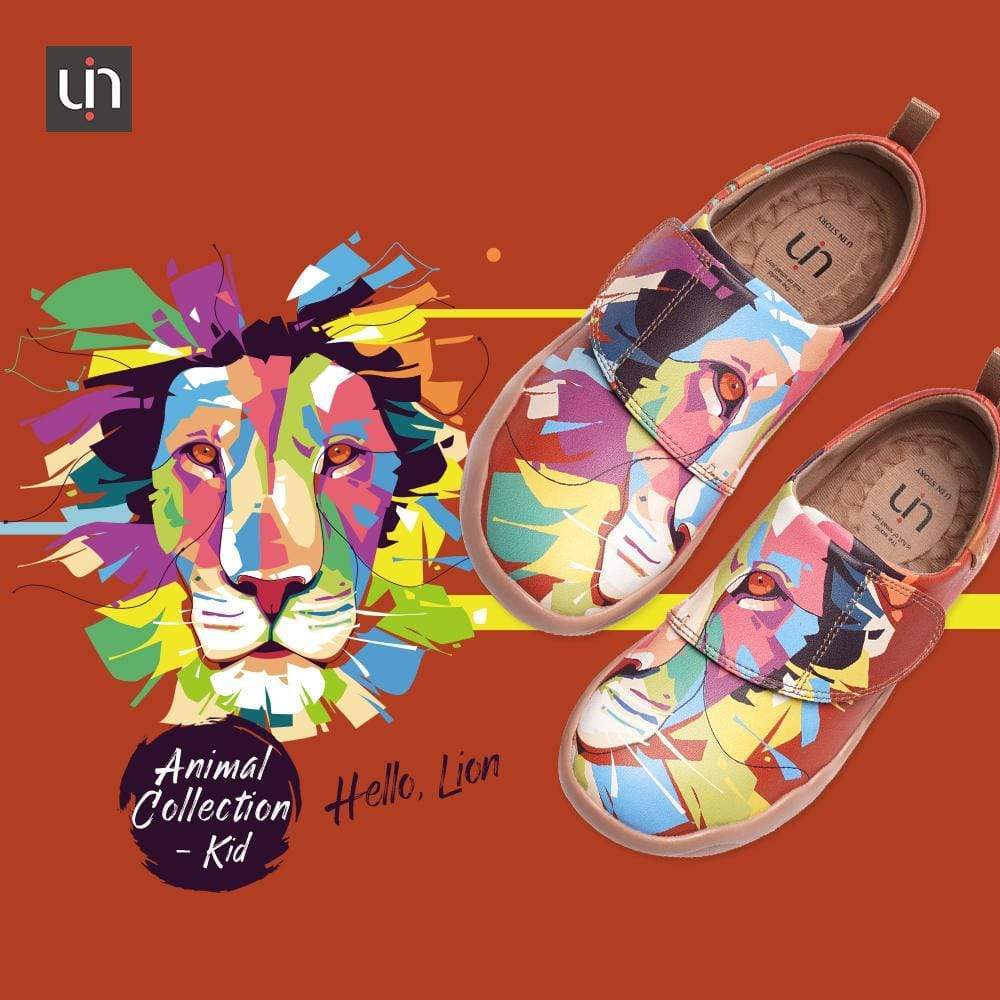 UIN Footwear Kid HELLO, LION Animal Design Painted Kids Casual Shoes Canvas loafers