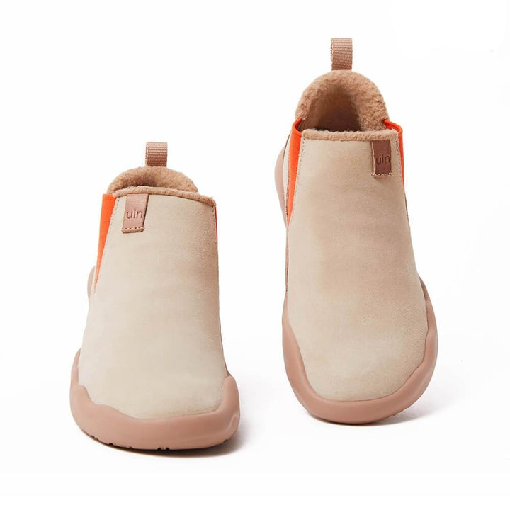 UIN Footwear Kid (Pre-sale) Granada Beige Cow Suede Boots Kid Canvas loafers