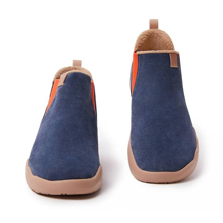 UIN Footwear Kid (Pre-sale) Granada Deep Blue Cow Suede Boots Kid Canvas loafers