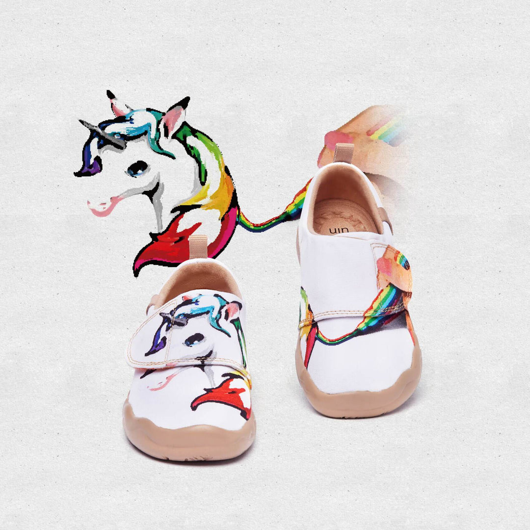 UIN Footwear Kid Watercolor Unicorn Kid Canvas loafers