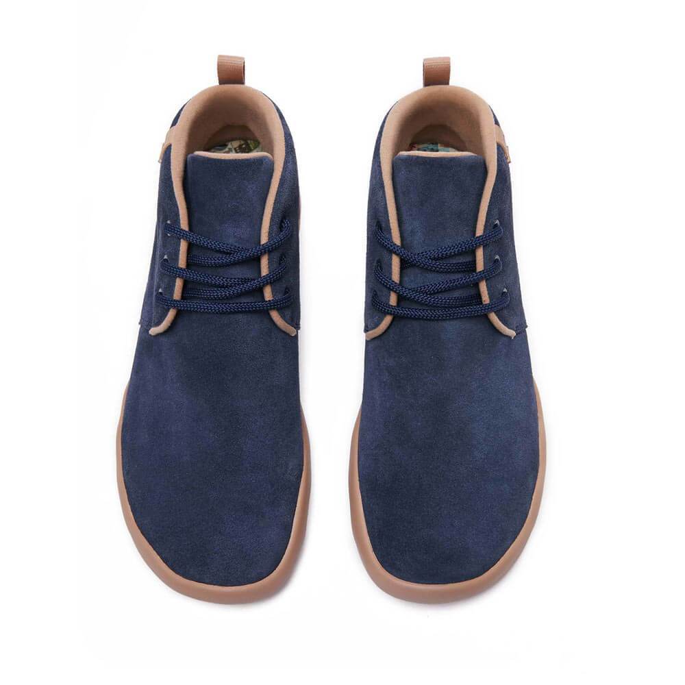UIN Footwear Men Bilbao Deep Blue Cow Suede Lace-up Boots Men Canvas loafers