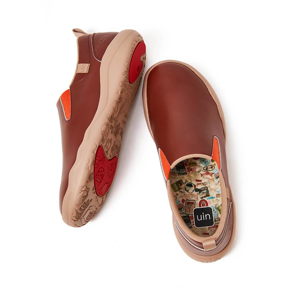 UIN Footwear Men Cuenca Burgundy Split Leather Men Canvas loafers