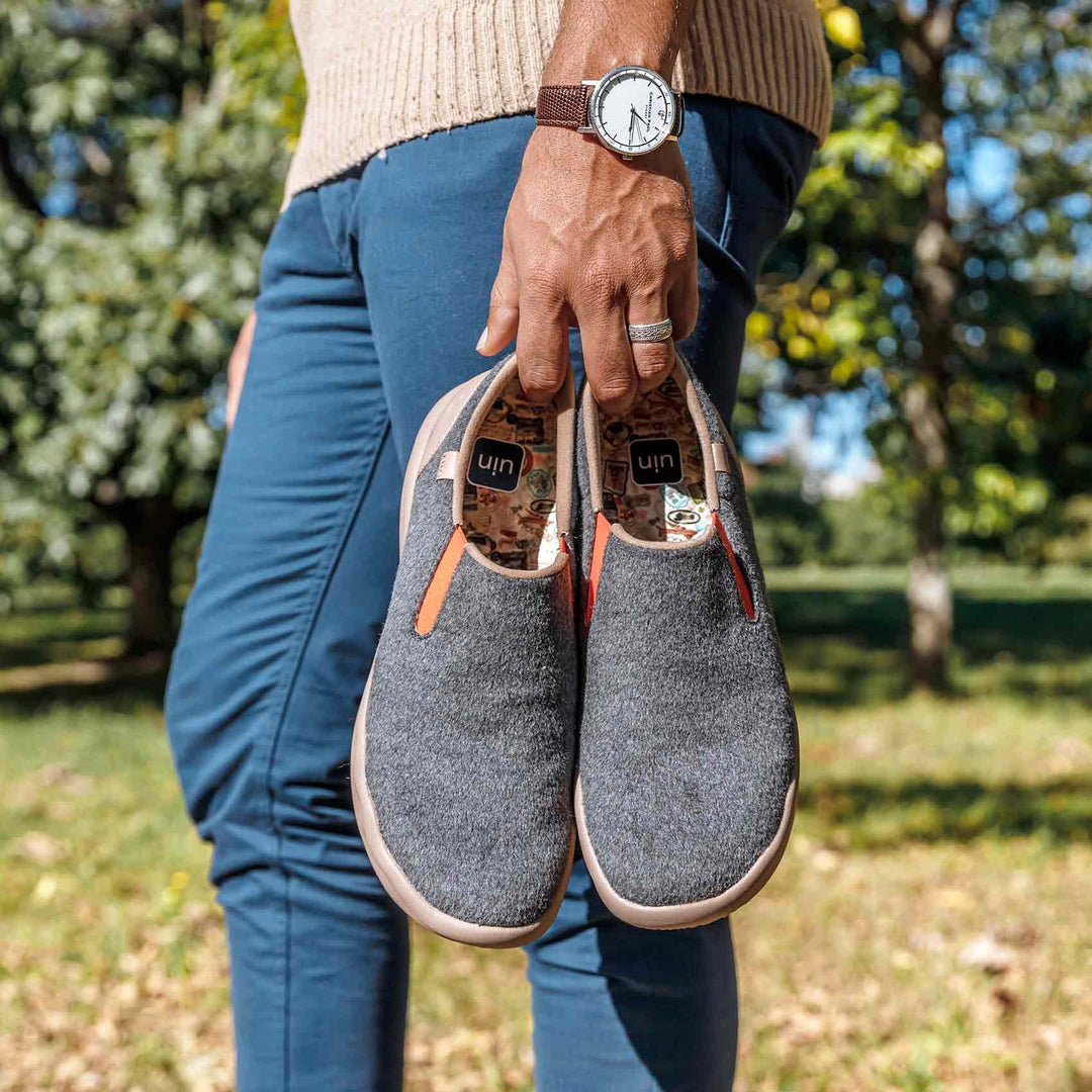 Cuenca Deep Grey Wool Men Shoes for Autumn/Winter uin Footwear UIN