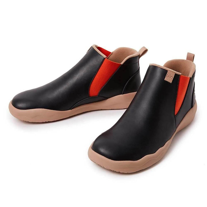 UIN Footwear Men Granada Black Split Leather Boots Men Canvas loafers
