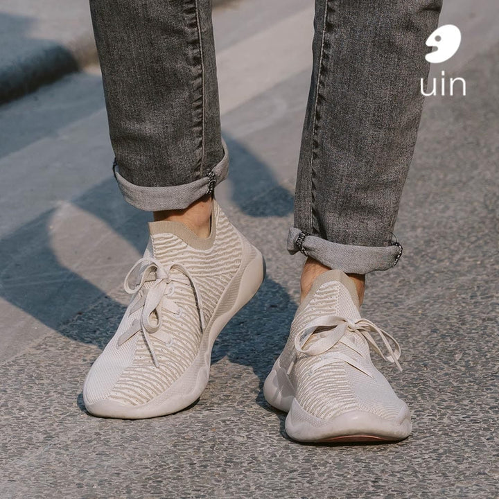 UIN Footwear Men Off-white Brown Mijas Canvas loafers