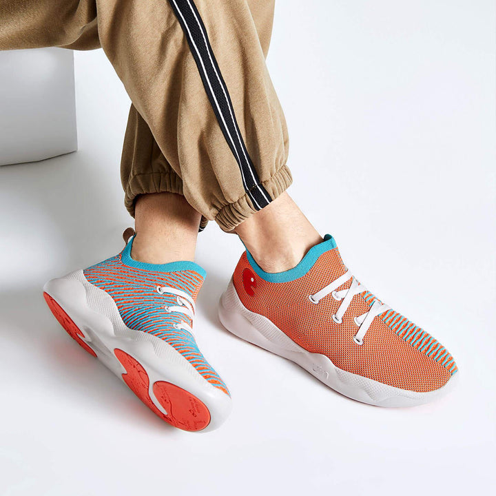UIN Footwear Men Orange & Blue Mijas Men Canvas loafers