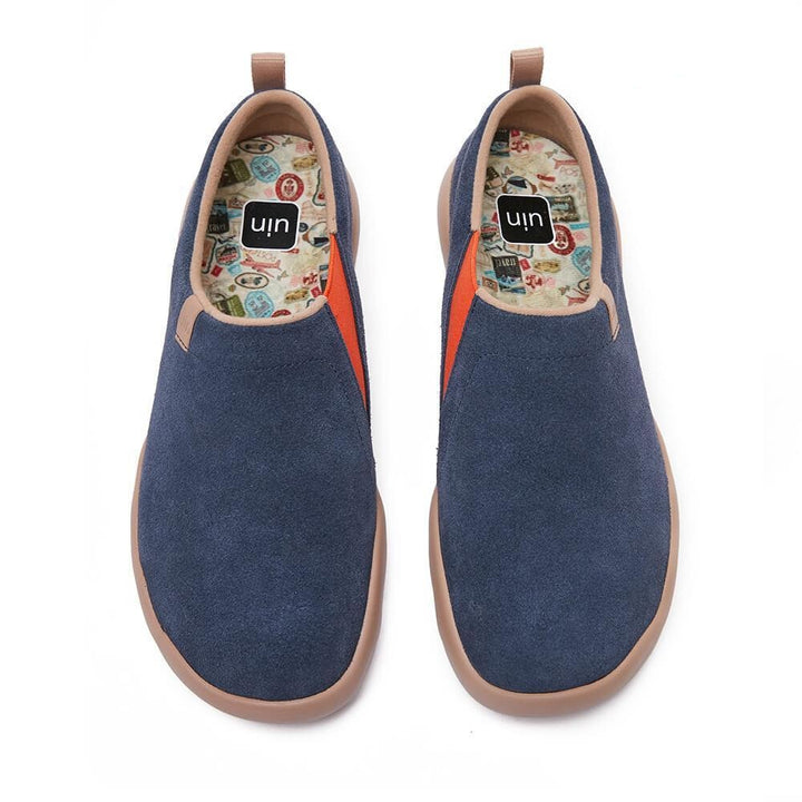 UIN Footwear Men (Pre-sale) Toledo II Deep Blue Cow Suede Men Canvas loafers