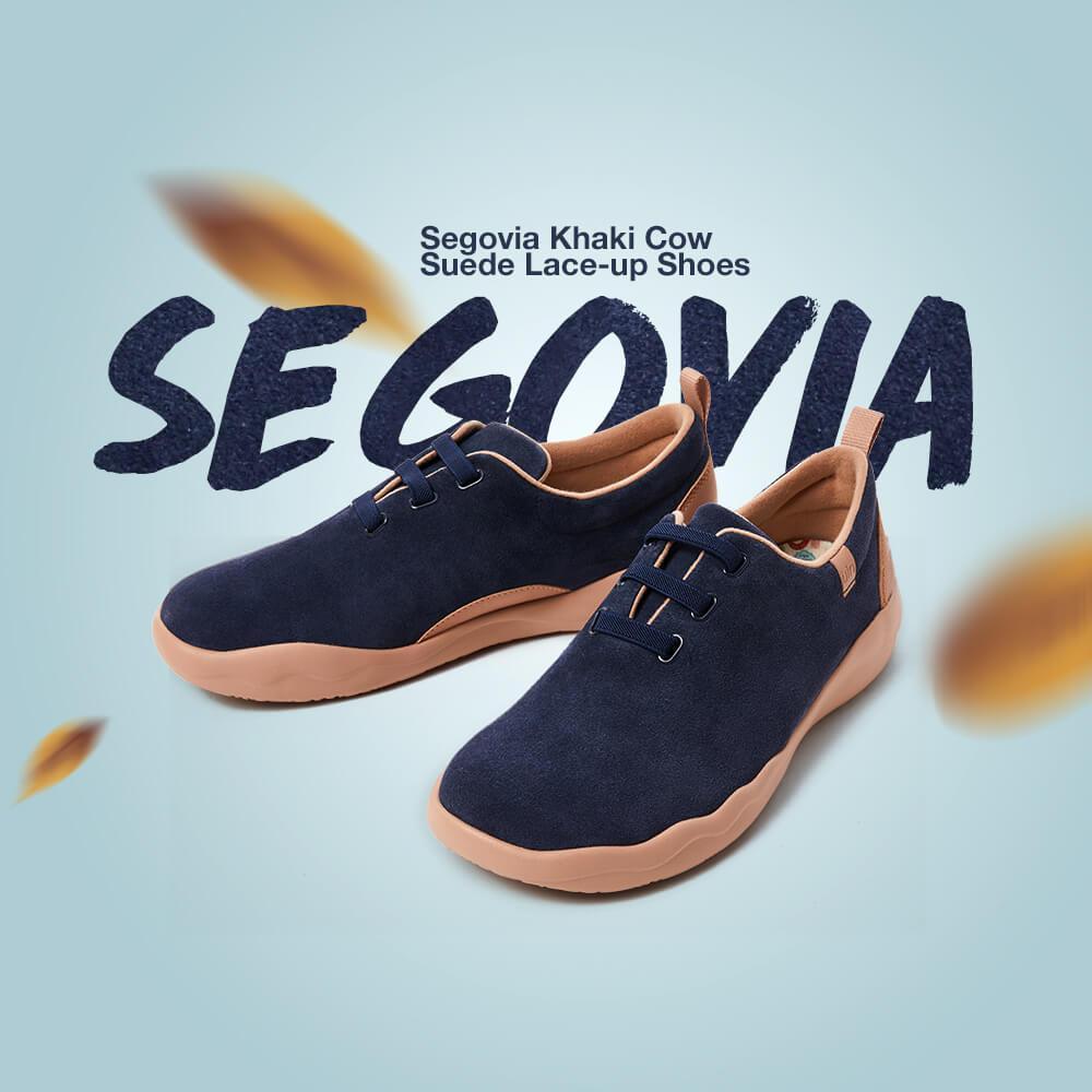 UIN Footwear Men Segovia Deep Blue Cow Suede Lace-up Shoes Men Canvas loafers
