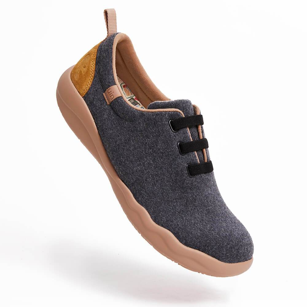 UIN Footwear Men Segovia Deep Grey Wool Lace-up Shoes Men-US Local Delivery Canvas loafers