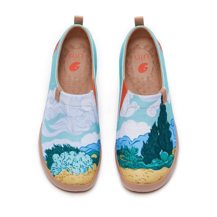 UIN Footwear Men Van Gogh Wheatfield with Cypresses Men Canvas loafers