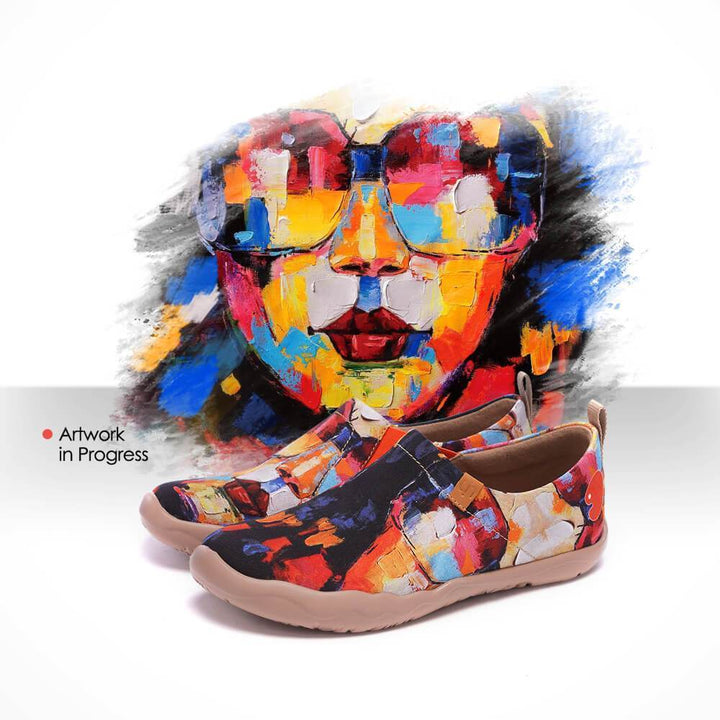 UIN Footwear Women Artwork in Progress Canvas loafers