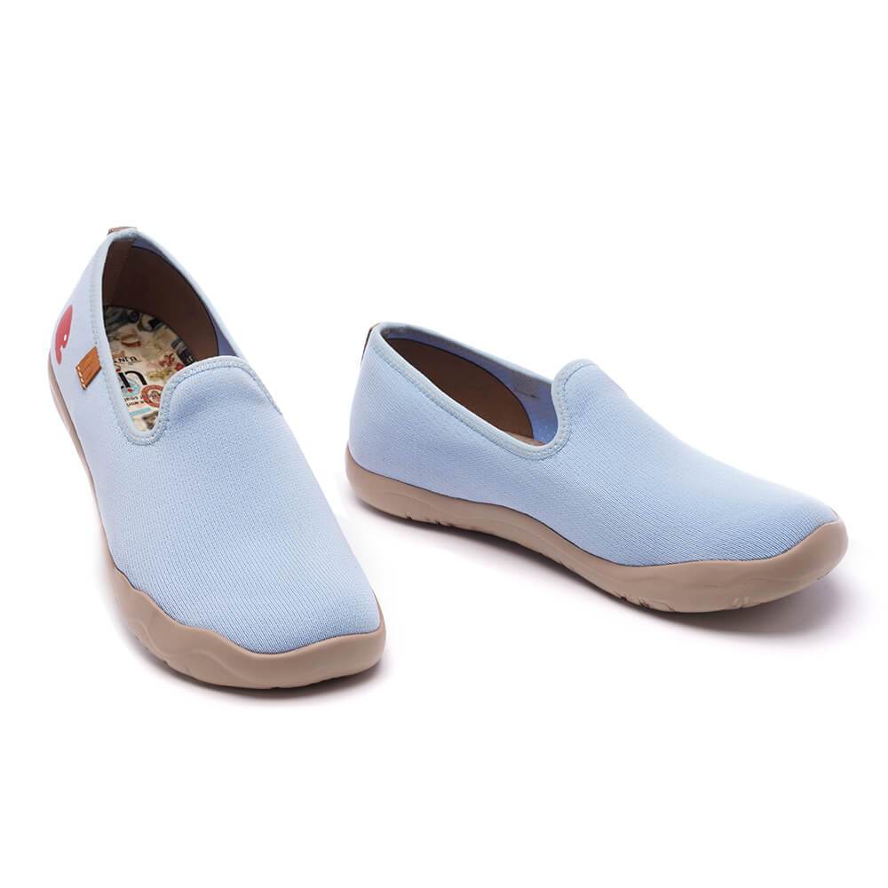 UIN Footwear Women Barcelona Knitted Light Blue Canvas loafers