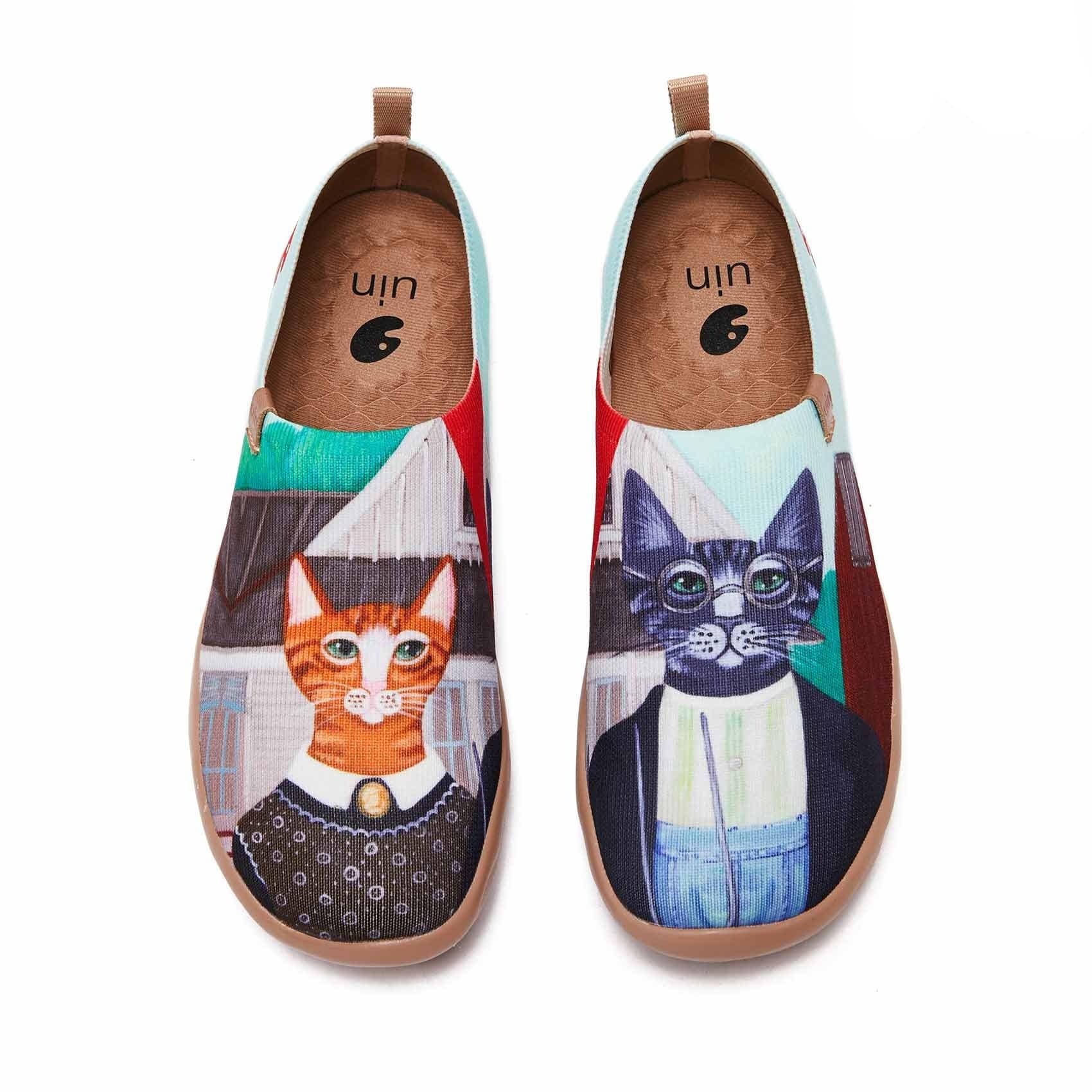 UIN Footwear Women Cat Couple Women-US Local Delivery Canvas loafers