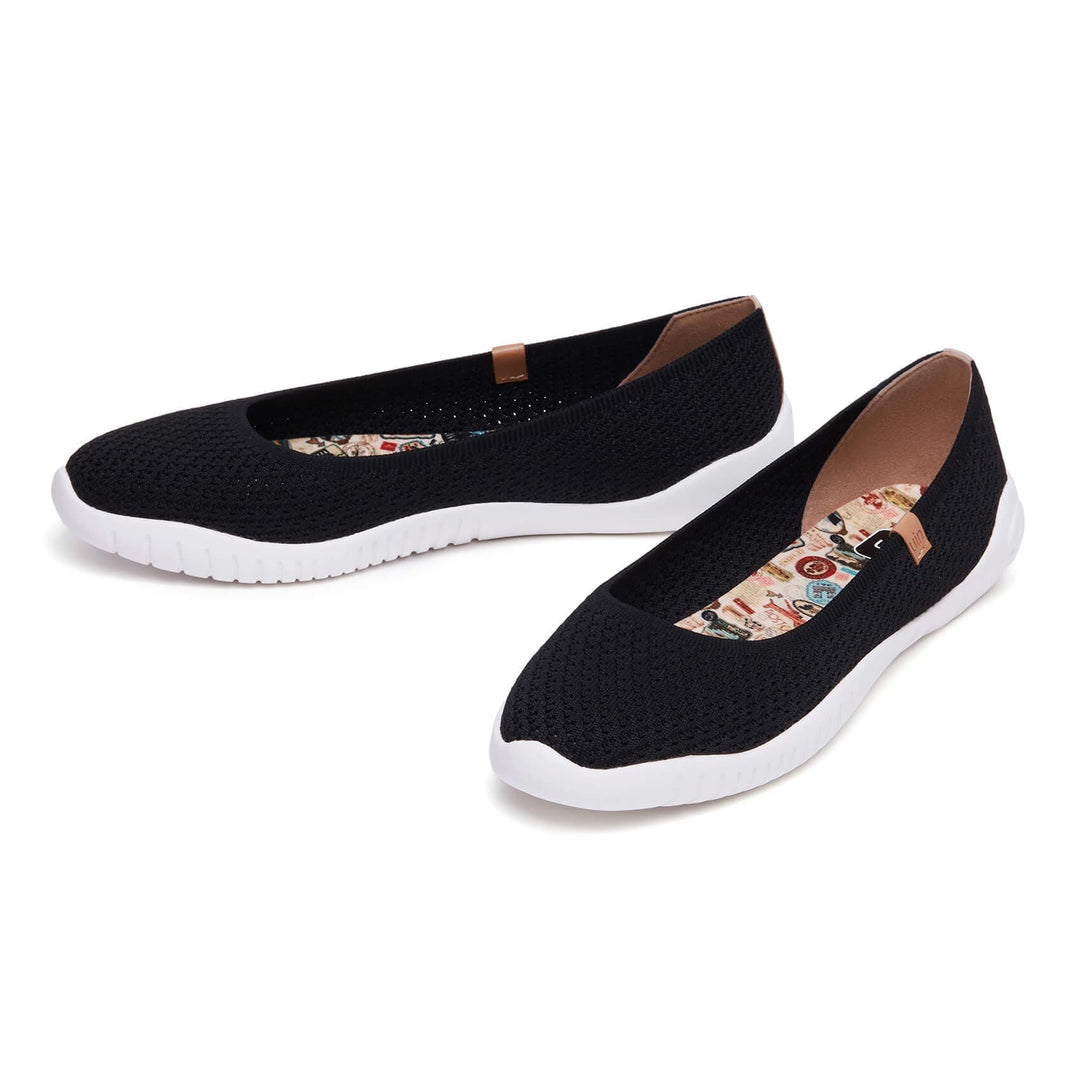 UIN Footwear Women Charcoal Black Knitted Minorca III Women Canvas loafers