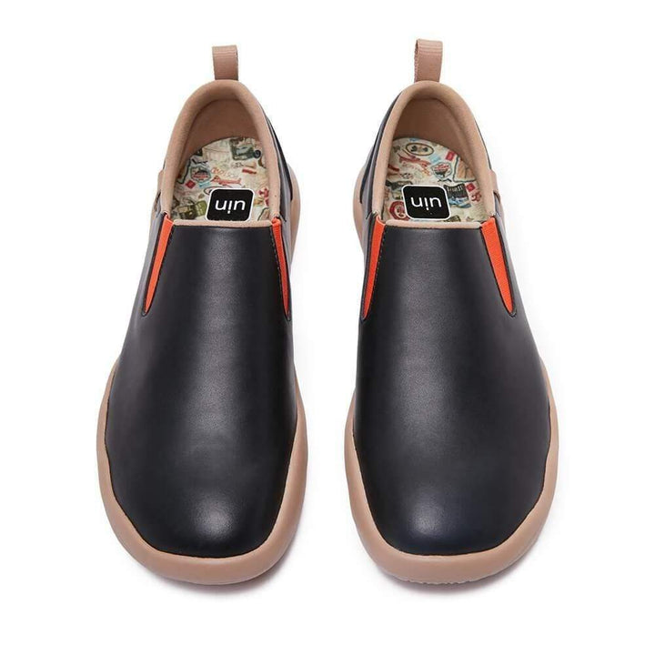 UIN Footwear Women Cuenca Black Split Leather Women Canvas loafers