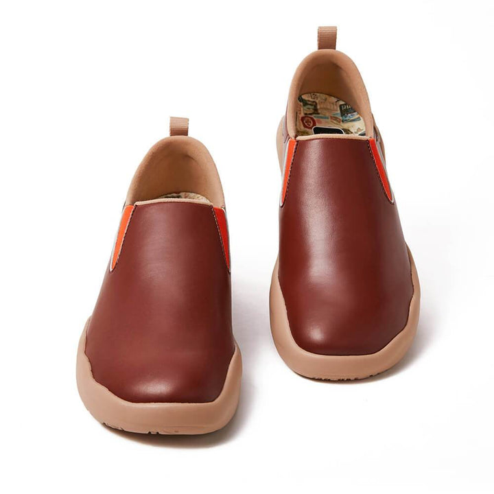 UIN Footwear Women Cuenca Burgundy Split Leather Women Canvas loafers