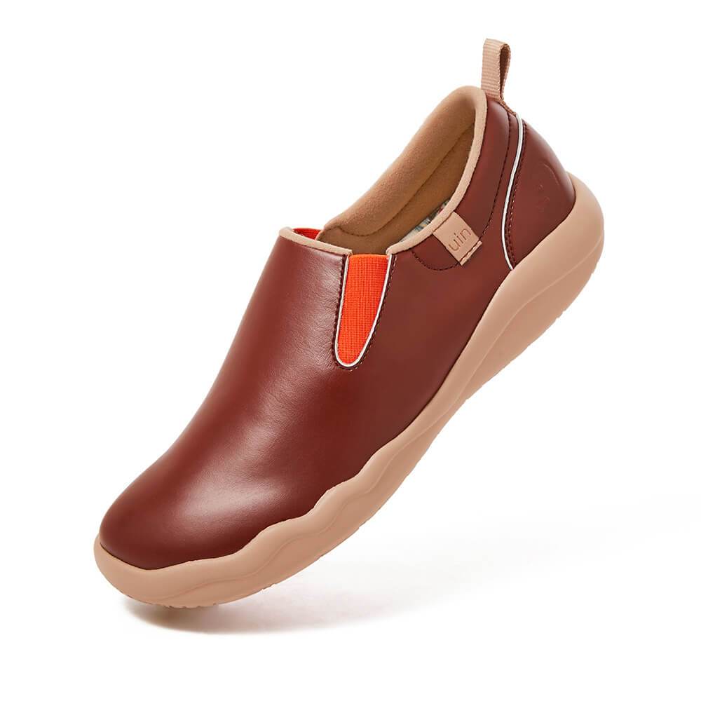 UIN Footwear Women Cuenca Burgundy Split Leather Women-US Local Delivery Canvas loafers
