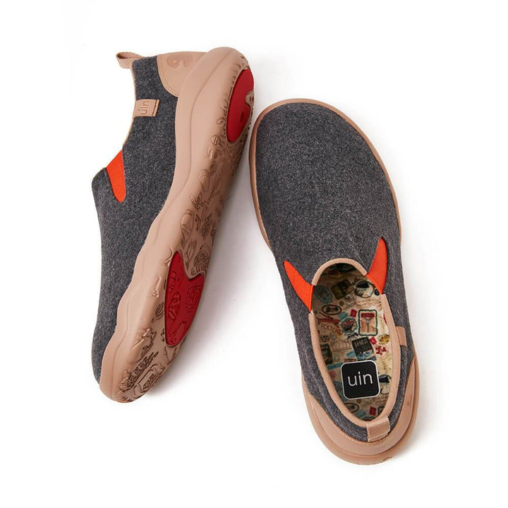 UIN Footwear Women Cuenca Deep Grey Wool Women-US Local Delivery Canvas loafers